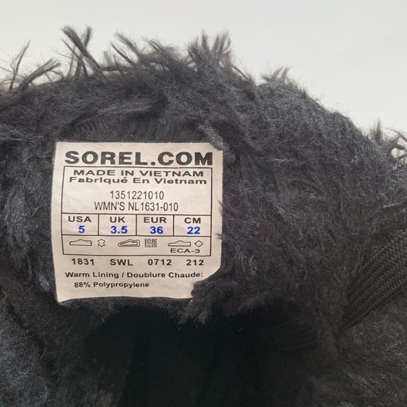 Sorel Tivoli Black White Winter Ankle Boots Fur 5 - Picture 6 of 7